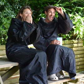 Snug Rug Outdoor Blanket with Sleeves Waterproof Wheelchair Blanket Windproof Fishing Festival, Camping and Watersports Sleeved Blankets Wearable, Adult Size - Slate Grey