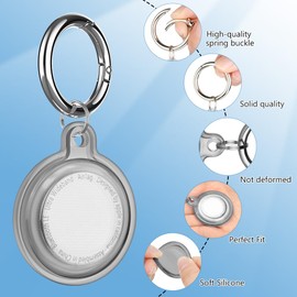 AXFEE 360° Protective Case for AirTag, Waterproof TPU AirTag Holder Case, Shockproof Anti-Scratch Case with Keyring and Metal Catabiner, Air Tag Holder Protective Cover for Kids, Key, Bag, Luggage