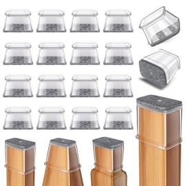 24 Pcs Chair Leg Floor Protectors Rectangle, Silicone Felt Furniture Leg Pads Caps Covers for Hardwood Floors, Fit L:2" to 2-1/2", W:1" to 1-1/2"