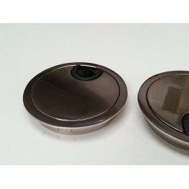 80MM METAL DESK CABLE TIDY OUTLET GROMMET INSERT (Brushed Steel)