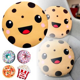 Fun Cushion Donut XXL 45 cm, Pop Corn, Pizza, Cookie Cushion with Free Gift Packaging, Safe Oeko Tex Children's Pillow Material, Pillow for Children, Decorative & Funny Cushion (Cookie)
