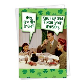 NobleWorks - 1 Funny Card for St Patrick's Day - Saint Pattys Irish Humor, Fun Greeting with Envelope - Are We Irish C6761SPG