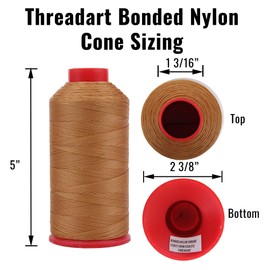 Threadart Heavy Duty Bonded Nylon Thread - 1650 yards (1500m) - Coated No Unravel - #69 T70 Size 210D/3 - For Upholstery, Leather, Vinyl, Weaving Hair, Denim, and Other Heavy Fabric - Beige