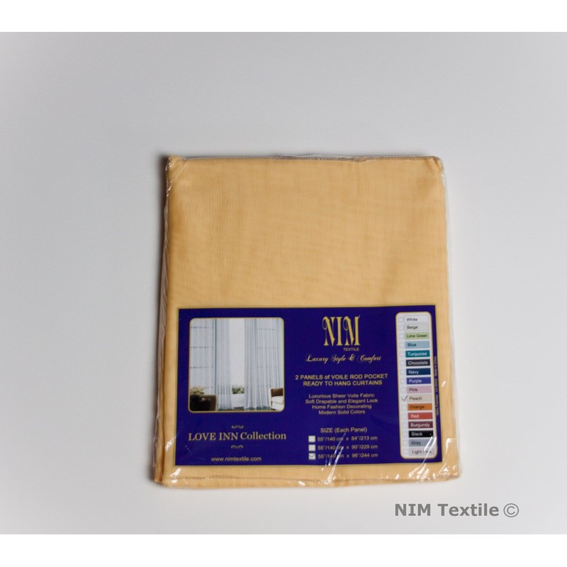 NIM Textile Elegant Sheer Voile Curtains Panels, Rod Pocket Top,