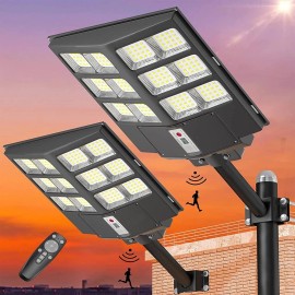 PFCTART 1000W LED Solar Street Flood Light Outdoor Garden Commercial Dusk to Dawn Lamp