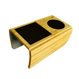 EUNEWR Sofatablett aus Bambus, Sofatisch für Armlehne mit Anti-Rutsch, Couch Ablage flexibel für Sofa, abgerundete & quadratische Armlehnen (Naturfarbe)