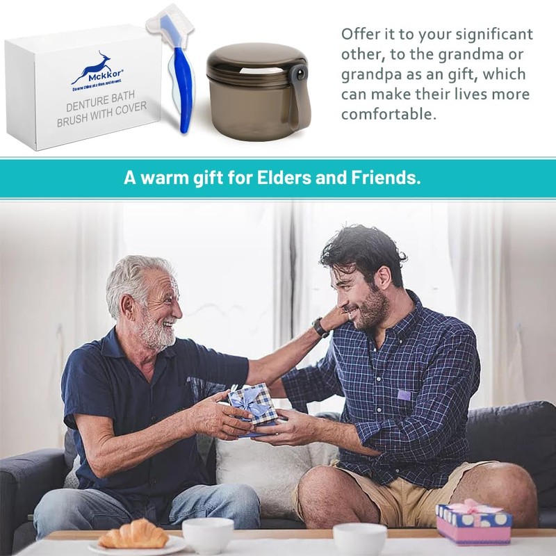 Mckkor Denture Bath Case Box, Leak Proof Denture Cups for