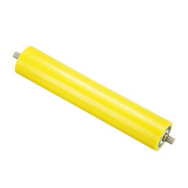 PATIKIL Polyurethane Coated Conveyor Roller 2.4" Diameter 12" Length, Stainless Steel Transmission Replacement Part Galvanized End, Yellow