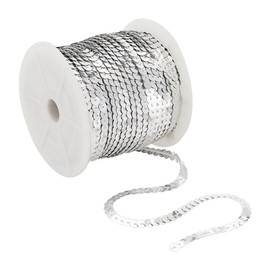 OLYCRAFT 100 Yards Silver Sequin Trim 6mm Metallic Sequins Trim Flat Glitter Bling Paillette Silver Sequin Trim for Dress Embellish and Headband Sewing