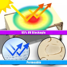 Royal Shade 8' x 12' Waterproof Beige Pergola Sun Shade Canopy Replacement Cover, UPF50 Commercial Grade 260 GSM Cloth for Outdoor Patio, Include Stainless Steel Weighted Rods (We Make Custom Size)