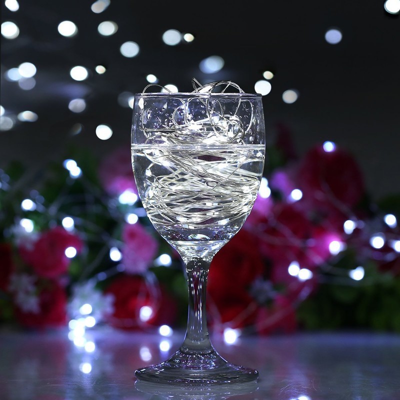 BXROIU 2 x20LEDs Fairy Lights Battery Operated, Silver Wire 2