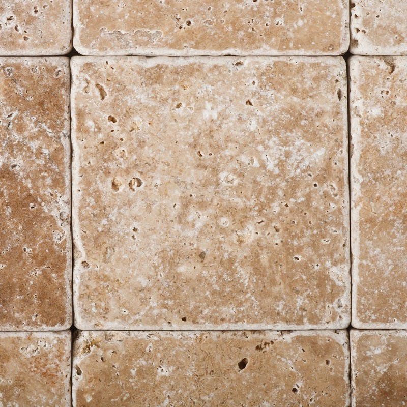 Walnut Travertine 4 X 4 Tumbled Field Tile - 4-pcs.