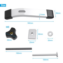 HWTONG Clamp Set, 2 Pieces T Nut Rail Quick Release Clamp, M8 Thread, Aluminium Alloy, 400mm, for Woodworking and Metalworking Projects