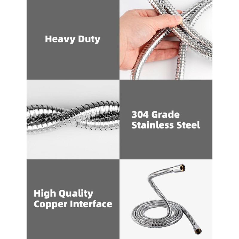 Hibbent 16mm (Outer)/10mm(Inner) Large Bore Shower Hose 1.75m -Supper Low