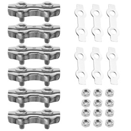 eMagTech 6Pcs M4 Duplex Bolt Cable Clamp Duplex Wire Rope Clamp Double Clamp Wire Rope Clamps 304 Stainless Steel Cable Clamps Accessories for Industry Construction Home
