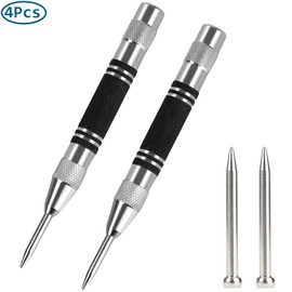 2 Pack Automatic Center Punch ‎CTDMJ Spring Loaded Center Punch Adjustable Positioning Punch Drilling Holes 5 Inches Spring Loaded Center Hole Punch for Metal Wood Window Glass, with 2Replacement Tips