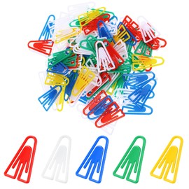 50Pcs Plastic Paper Clips Long Mixed Color Triangle Clips Bookmarks Smooth Colored Paperclip Clamp Assorted Colors Paper Clip for Scrapbooking Planners Notebook Documents Craft Office Home Supplies