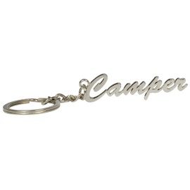 happyROSS Camper Keyring | Elegant Pendant with Lettering Made of High-Quality Cast Metal | Campsite, Motorhome, Leisure, Travel, Shiny nickel-plated, Classic