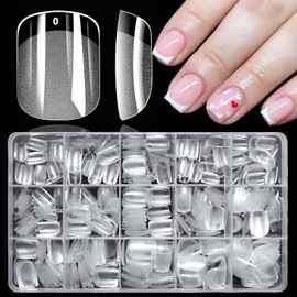 LoveOurHome 360pc Extra Short Square Nail Tips Clear Fake Nails XS Square Gel x Nail Tips Full Cover Acrylic Nails Clear Press on Nails Short False Nail 15 Sizes Fingernails for Gel Nail Extension