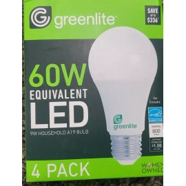 Greenlite LED 4 Pack Green lite 60W Equivalent Light Bulbs 3000K Energy Star NEW