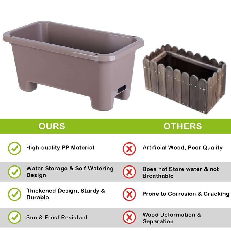 Oliz Self-Watering Rectangle Planter Boxes 8-Pack, 15.7-Inch Window Box Planter