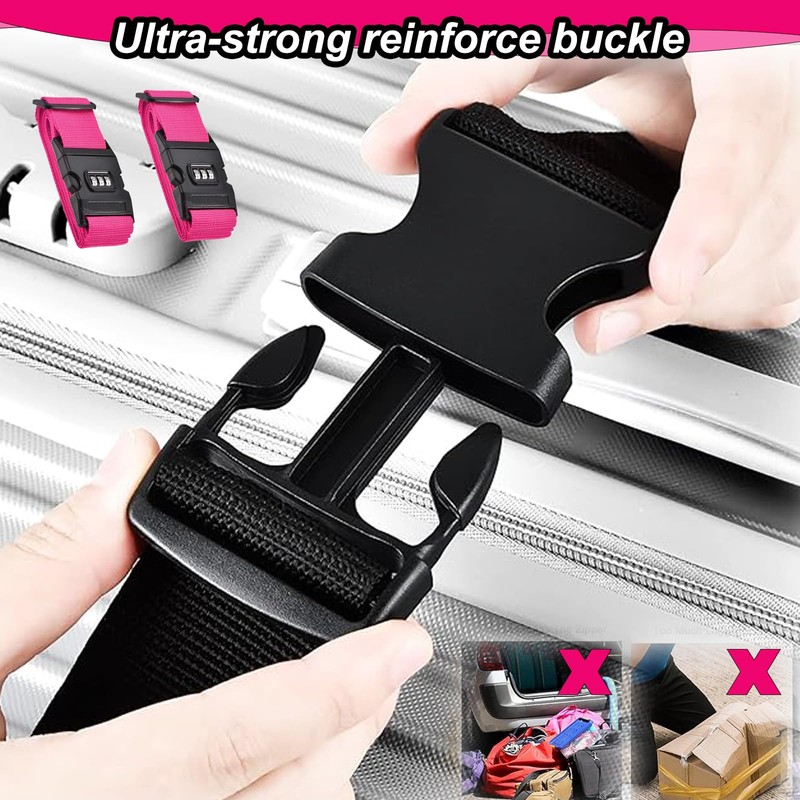 Luggage Strap with Combination Lock, Pack of 2 Luggage Strap,