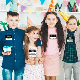 IKSII 120PCS Hello My Name is Stickers, Name Tag Label for School,Black Gold Large Size(3.3"x2.3"),Student Back to School Name Stickers,Classroom Decor,Party,Locker,Clothing,Amily Runion,Gift Gag