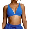 FEOYA Women Low Medium Impact Sports Bra Deep V Neck