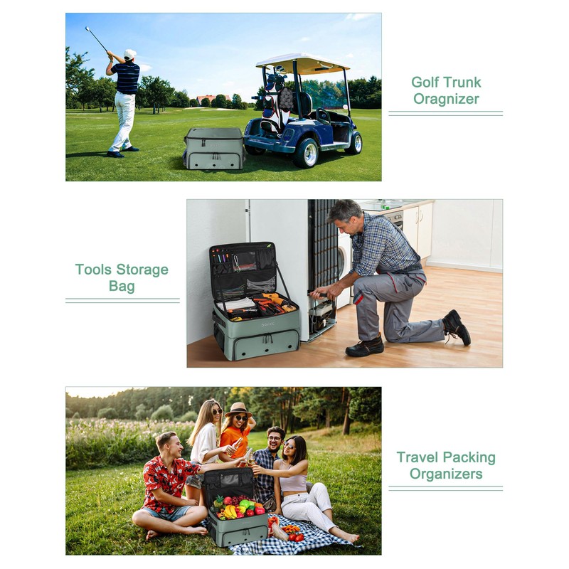 BAIXIXIG Golf Trunk Organizer, 2-Layer Storage with Shoe Pocket, Storage