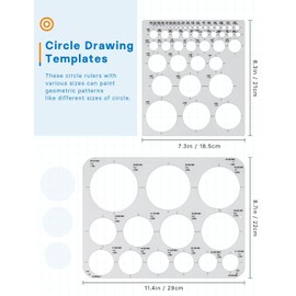 GAUENEEN 5 Pcs Architectural Templates, Circle Template, House Plan, Interior Design and Furniture Templates, Drafting Tools and Ruler Shapes for Architecture