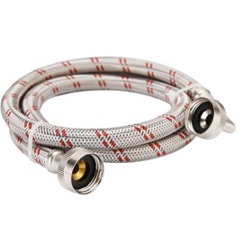 Solimeta Stainless Steel Washing Machine Hoses with 90 Degree Elbow, Burst Proof Hot and Cold Water Connection Inlet Supply Lines for Washer, 4Ft