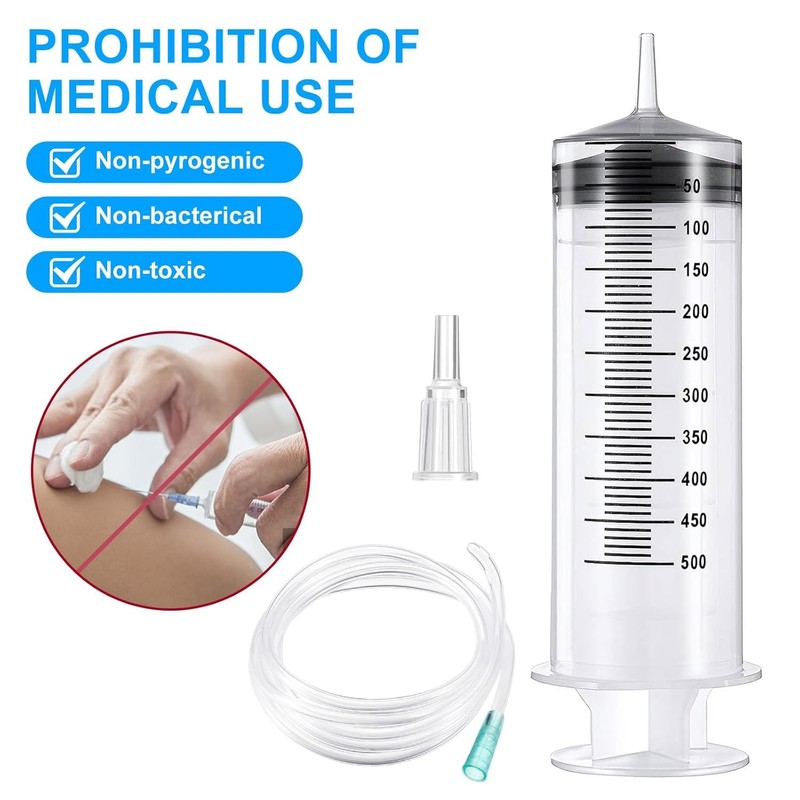 Pack of 2 500 ml Syringe with Hose, Large Syringe