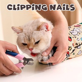 Cat Grooming Wrap, Self-Adherent Soft Cat Blanket to Wrap, Nail Clipping, Anti-Bite, Anti-Scratch, Anti-Escape Calming Wrap for Cat Nail Clipping (Yellow Cute Print, 55 * 55cm)