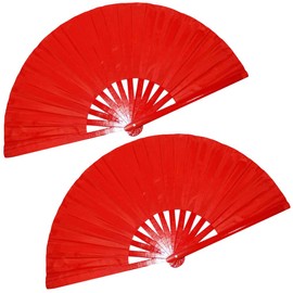 ZooBoo Traditional Tai Chi Fan - Lightweight Folding Fan for Martial Arts, Tai Chi, and Dance Practice (Pure Red)