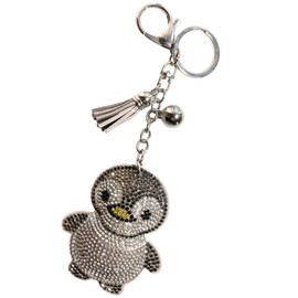 Rigral Key Holder, Penguin, Bag Charm, Key Ring, Glitter, gray