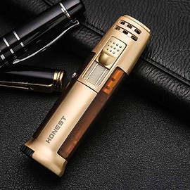 Lighter?Portable Outdoor Emergency Windproof Torch Torch Lighter Baking Barbecue Welding Flame Lock Gas Can Be Filled Gas Turbine Lighter (Without Gas)