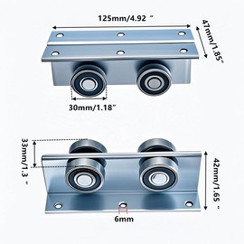 YOVXKAN 4 Wheel Heavy Duty Trolley Assembly Roller for Barn Doors or Shed Sliding Doors, Compatible with 1-5/8" Wide or All 1-5/8" or Taller Strut Channel (4 Packs)