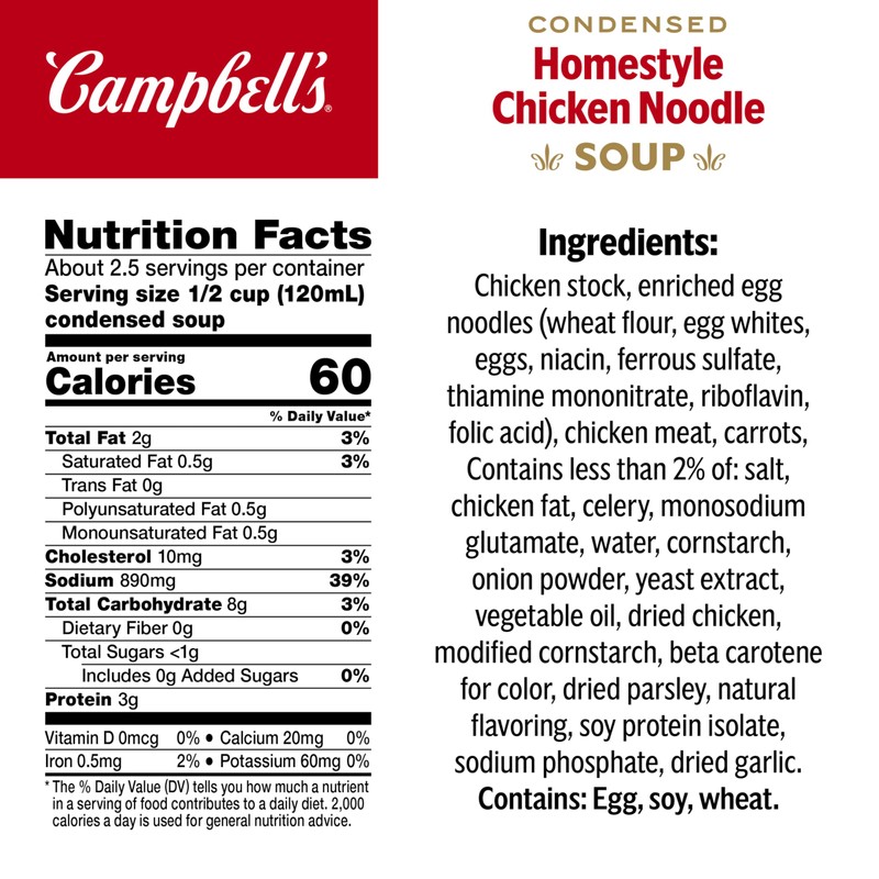Campbell's Condensed Homestyle Chicken Noodle Soup, (Packaging May Vary) 10.5