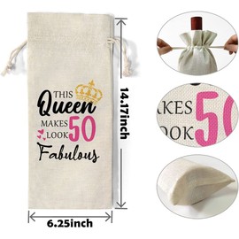 50th Birthday Gifts for Women - Decorative Wine Bag Birthday Gift with Witty Quote - Cute Female Gifts For Women Turning 50 - Best Friend Birthday Gifts, Wife, Mom, Coworker, Sister Birthday Gifts
