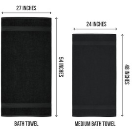 Utopia Towels 6 Pack Medium Bath Towel Set, 24 by 48 Inches, 500 GSM 100% Ring Spun Cotton, Lightweight and Highly Absorbent Quick Drying Premium Towels for Hotel, Spa and Bathroom, Black