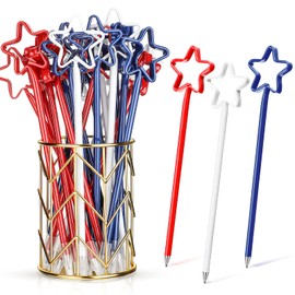 Star Pens Independence Day Ballpoint Pens Patriotic Roller Ball Pens 0.7 mm Black Ink Solid Color Writing Pens for 4th of July School Office Supplies Patriotic Party Favor, Red Blue White (12 Pieces)
