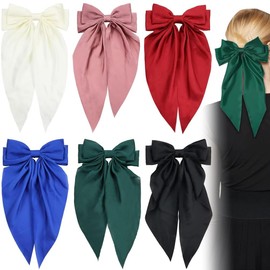 Bow Hair Clip 6PCS Hair Bows Oversized Satin Hair Bows Big Bowknot Hairpin for Women Lady Girl
