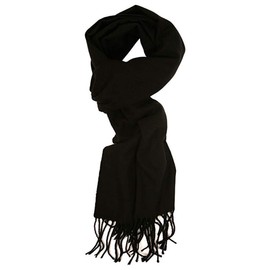 Mitchell Lewiss Cashmere Feel Winter Solid Color Scarf for women or man (Black)