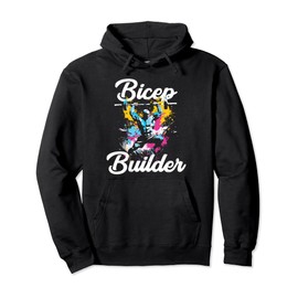 Bicep Builder Gym Motivation Powerhouse Display Pullover Hoodie, black