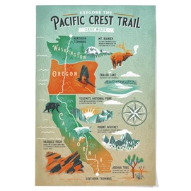 36x54 Inch Giclee Print, Explore the Pacific Crest Trail, Traveler's Map