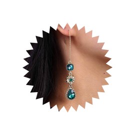 Inateannal Boho Emerald Teardrop Earrings Green Emerald Dangle Earrings Green Crystal Drop Earrings Emerald Hook Earrings Wedding Teardrop Earrings Jewelry for Women and Girls