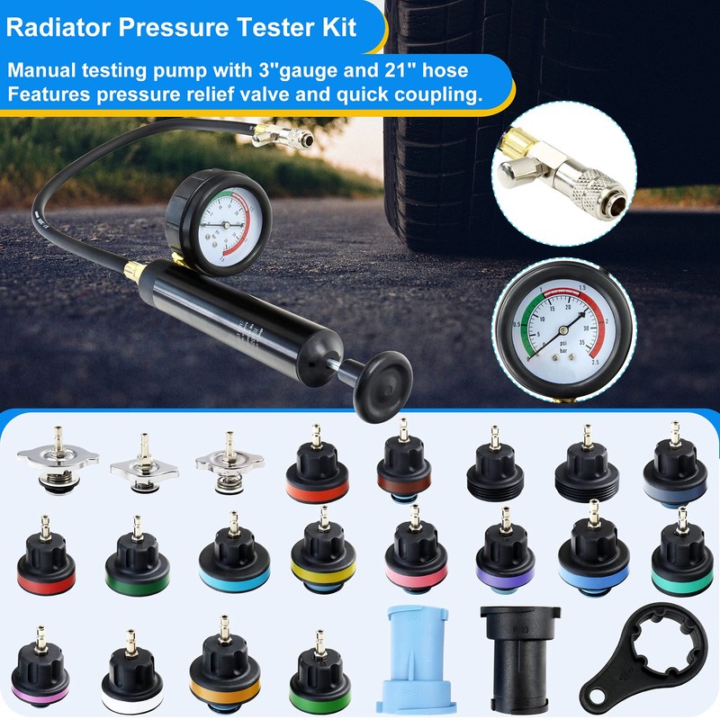 JoyFans Coolant Pressure Tester Kit, Cooling System Coolant Vacuum Refill