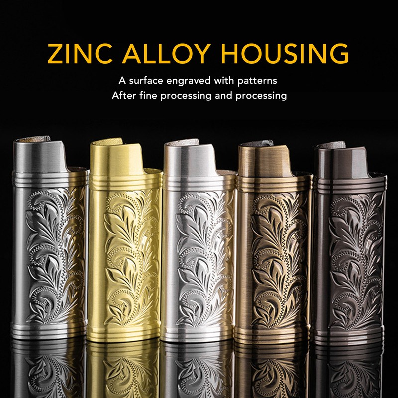 2Pcs Lighter Case Zinc Alloy Lighter Storage Container Floral Pattern