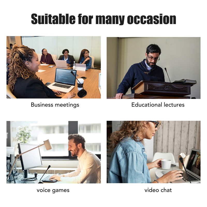 Gooseneck Condenser Microphone Flexible 6.35mm Wired Desktop Microphone for Broadcasting