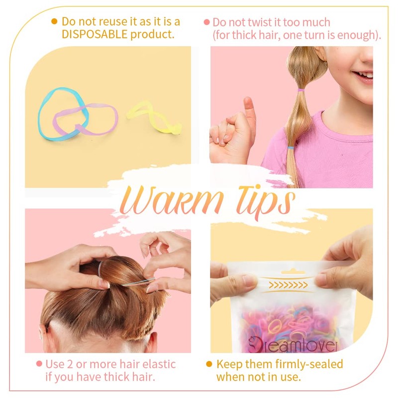 Dreamlover Hair Elastics, Elastic Hair Bands for Girls, Small Rubber